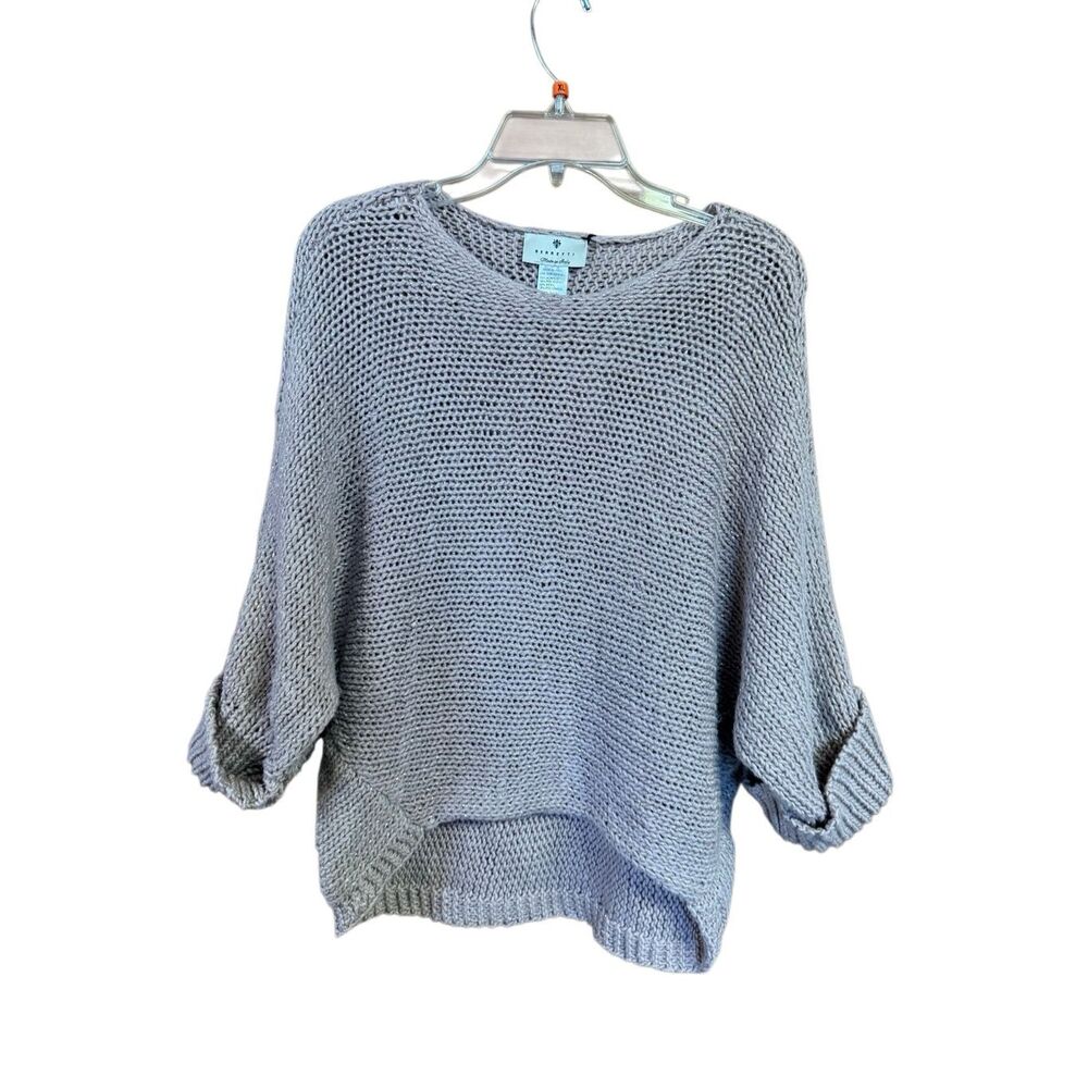 Berretti Made in Italy sweater thick knit texture,wide sleeves Taupe/Silver One